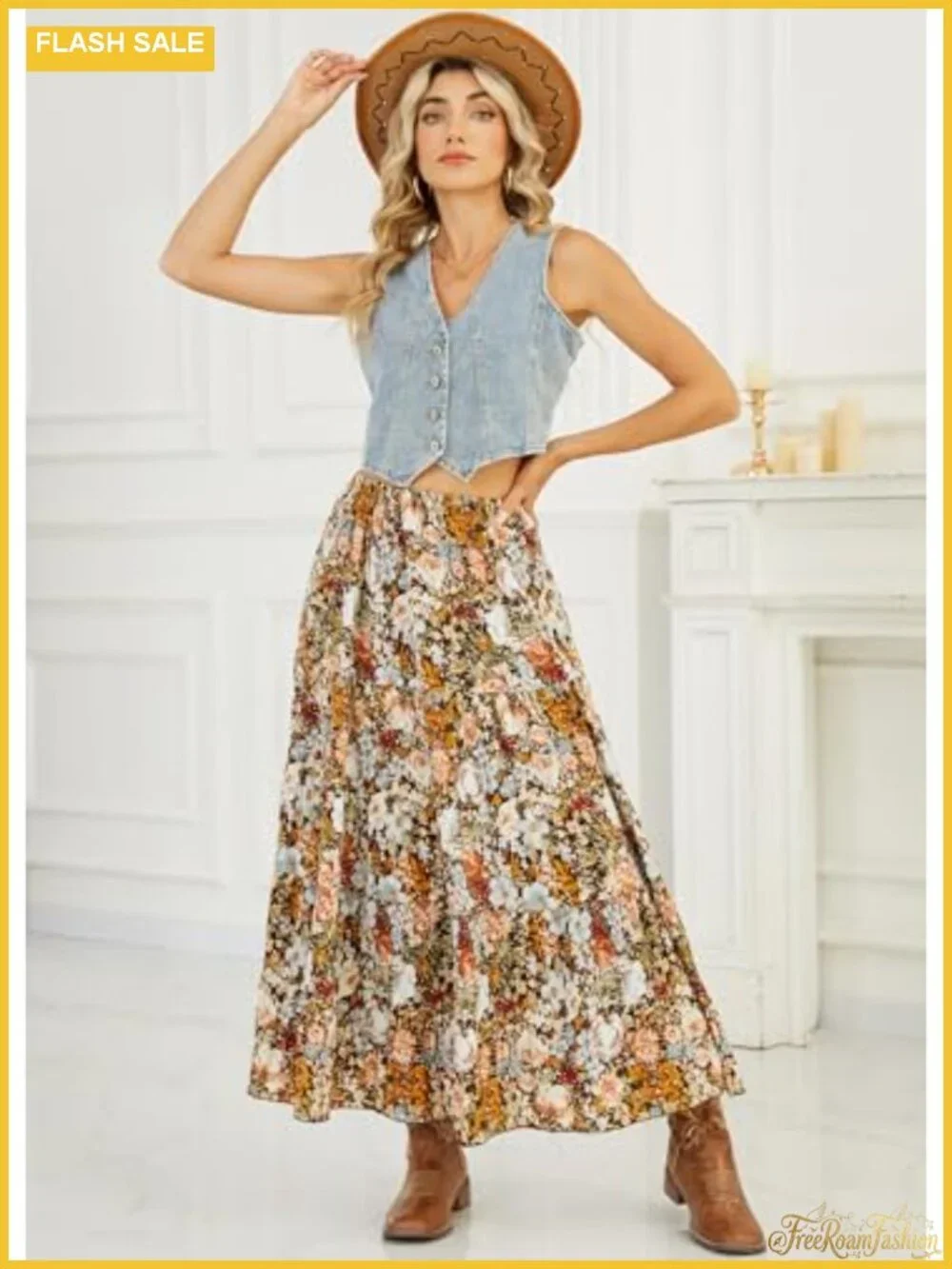 Women's Chiffon Flowy Maxi Skirt Boho Elastic Waisted Pleated A-Line